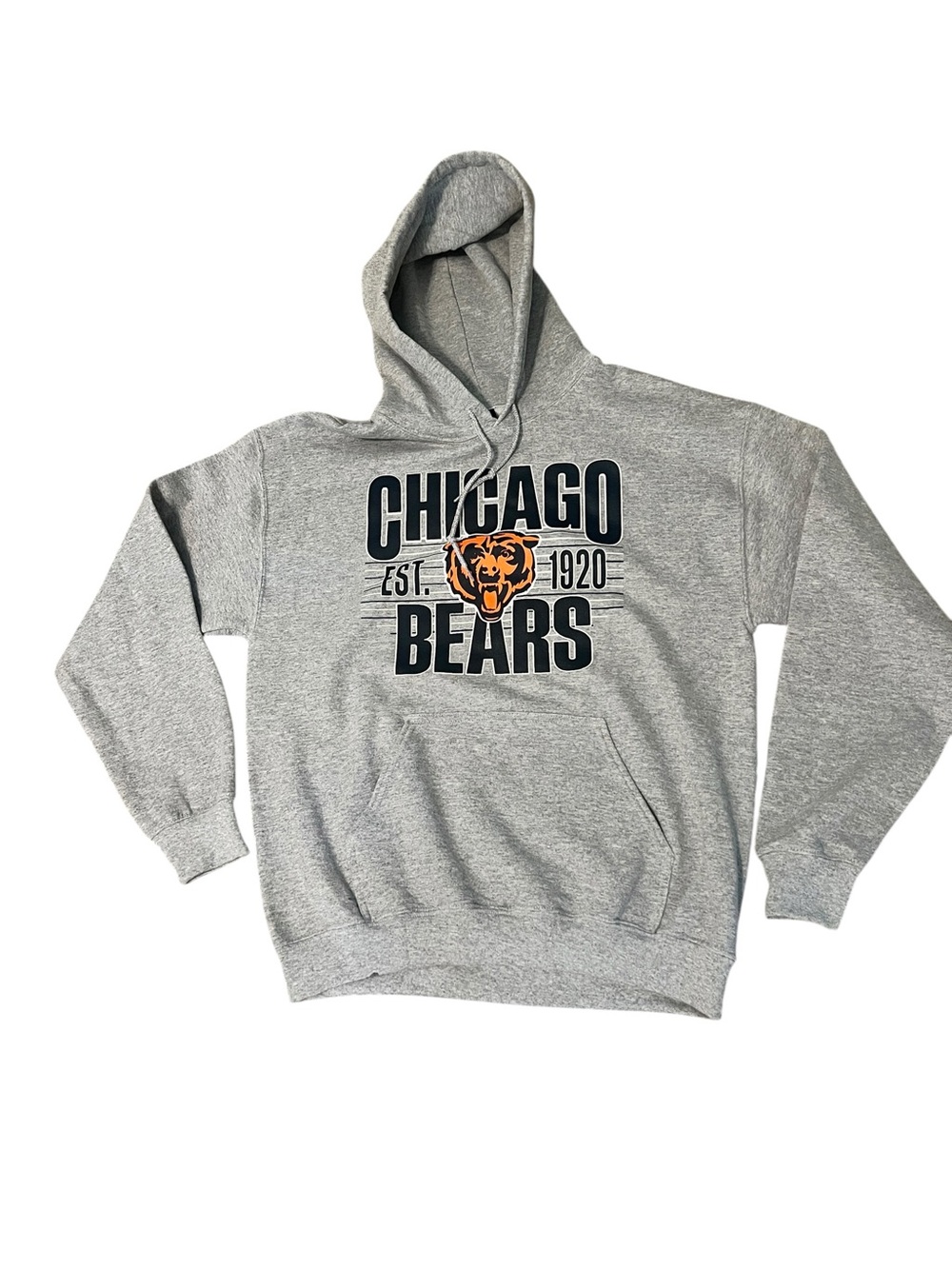NFL Team Apparel Chicago Bears Gray Pullover Hoodie with Orange Logo NWT